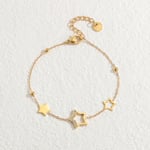 Gold color / 1 Piece Simple Classic Style Star Shape Stainless Steel  Gold Color Women's Charm Bracelet Picture4